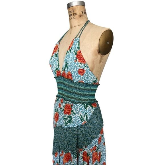 Free People Floral Halter Dress with Smocked Waist size XS - Picture 4 of 7